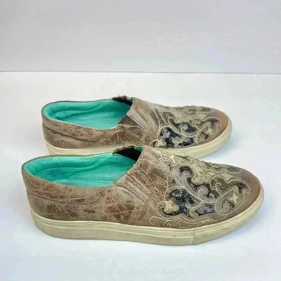 Corral E1560 Women’s Embroidery Brown & Black Inlay Sneaker E1560 Size 7.5 - Picture 1 of 9